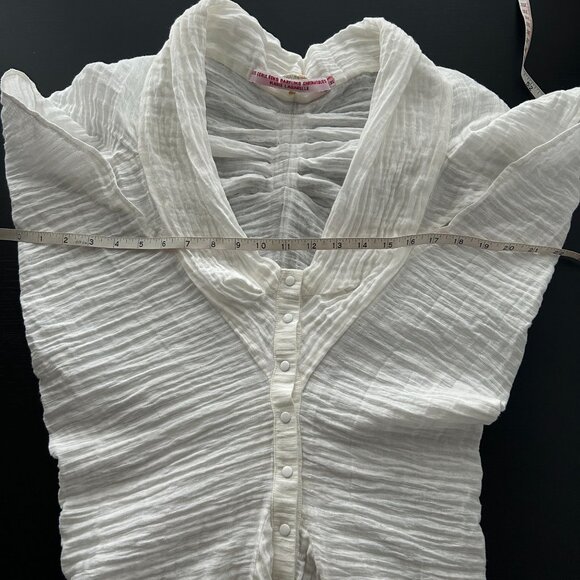 Marie Labarelle White Long‎ Sleeve Button-Up Top X-Large Cotton Blend Womens - Picture 14 of 16